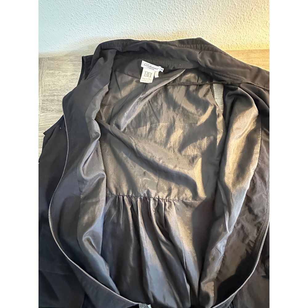 Dzhavael Couture Full Zip Vest Size XL Black Pockets Belted Lagenlook Travel - Picture 5 of 10